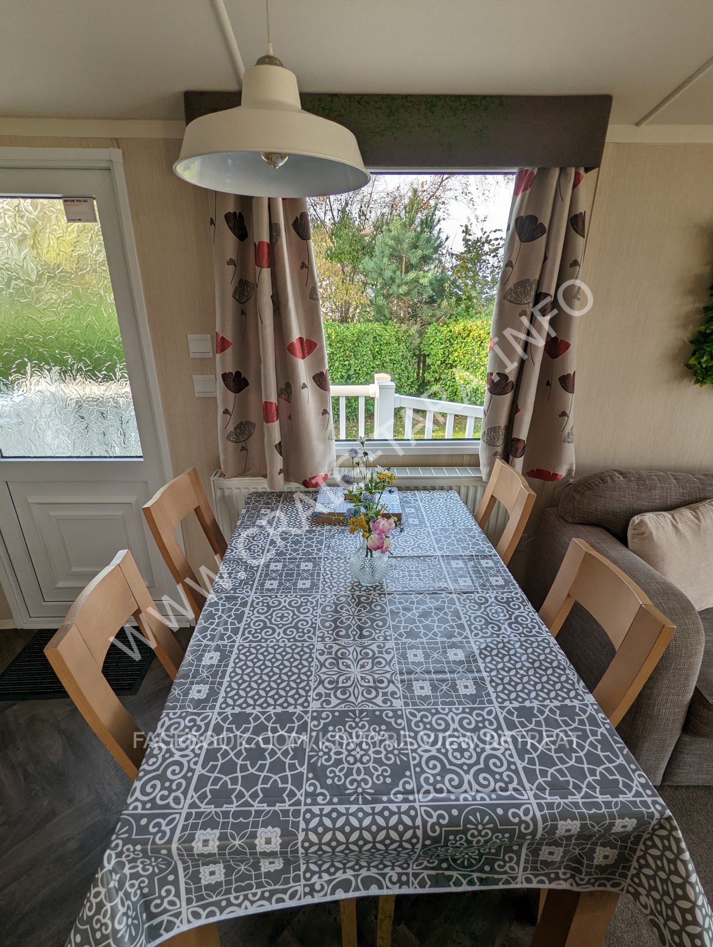 dining area with a view to private grass area
